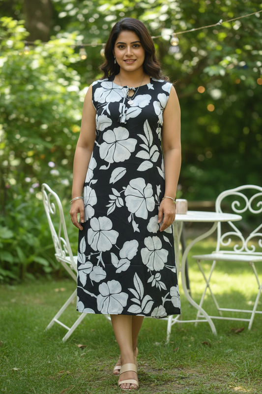 Slighted Midi Dress With Sleeve