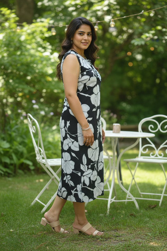 Slighted Midi Dress With Sleeve